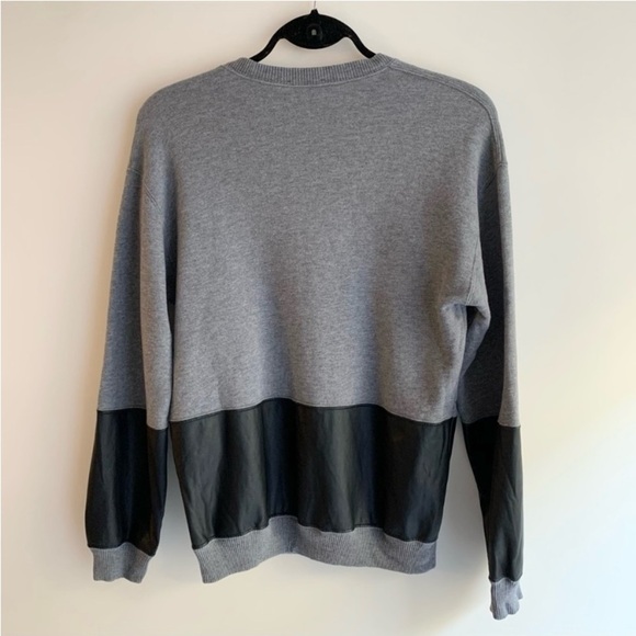 Aritzia Wilfred Free Sweater Faux Leather Panel Pullover Gray Black Size XS - Picture 5 of 10
